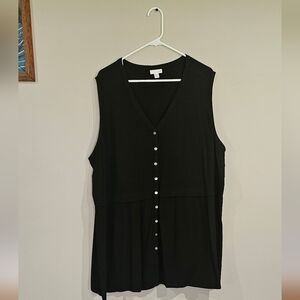 NWT J.Jill sleeveless tunic length top, 3X. Black